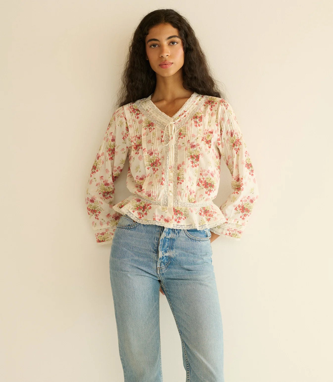 DÔEN Hillhock Top in Ivory Lantana Floral