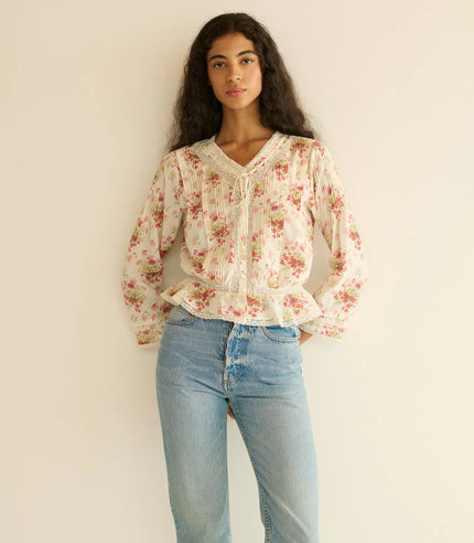 DÔEN Hillhock Top in Ivory Lantana Floral