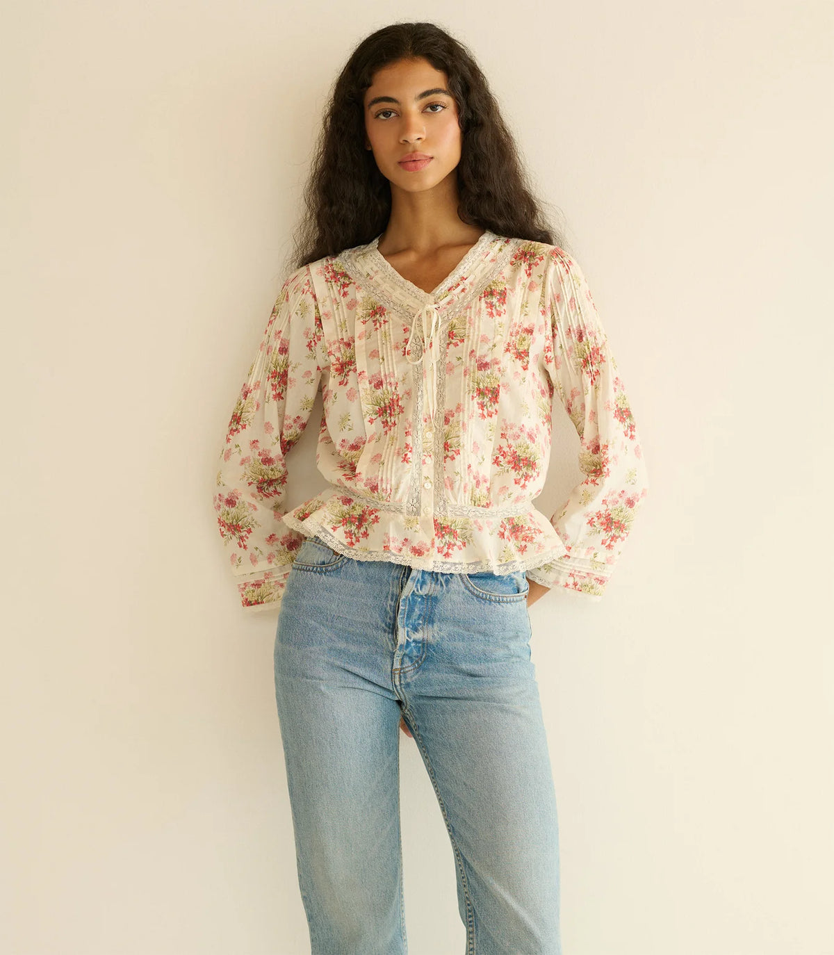 DÔEN Hillhock Top in Ivory Lantana Floral