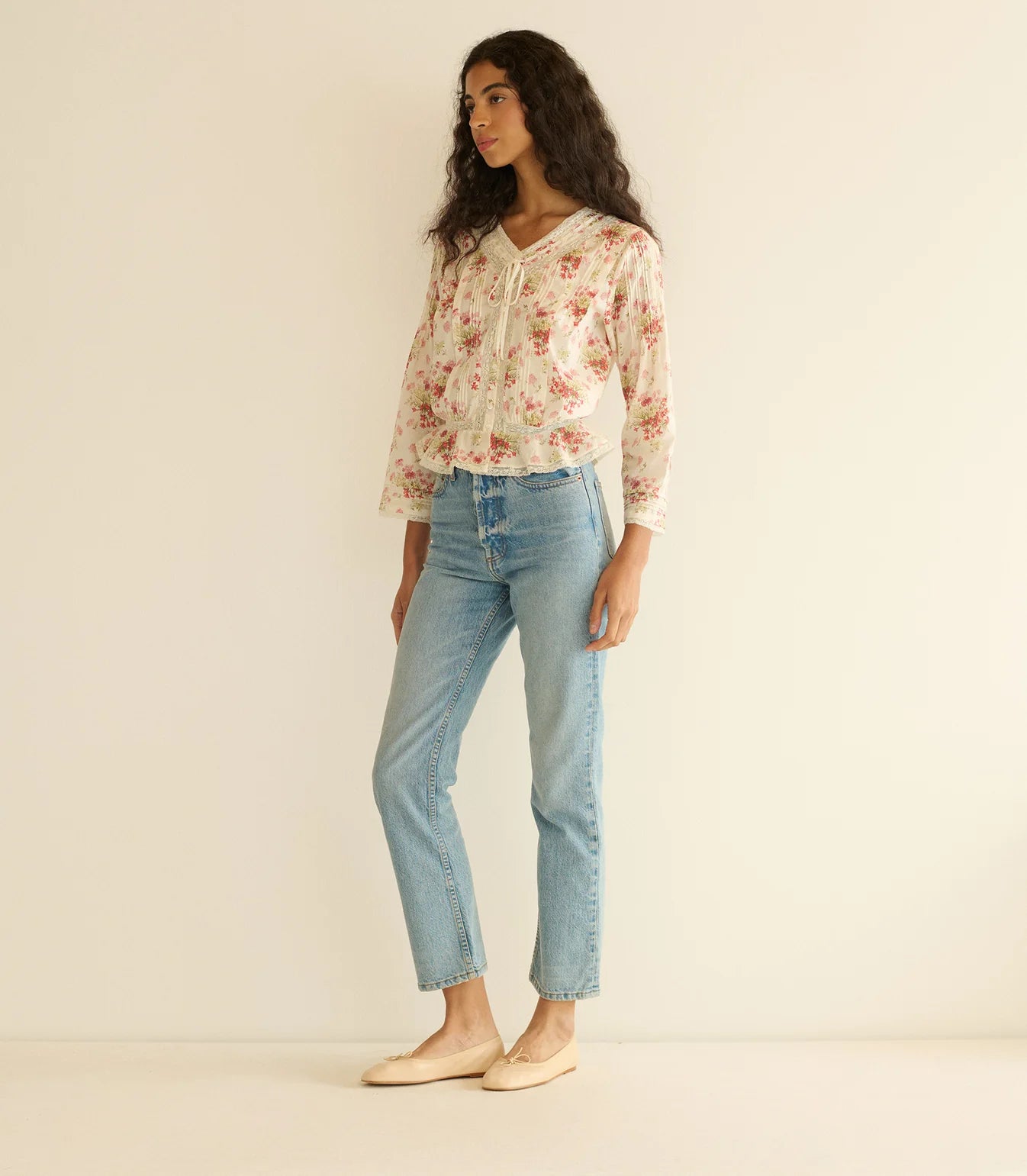 DÔEN Hillhock Top in Ivory Lantana Floral
