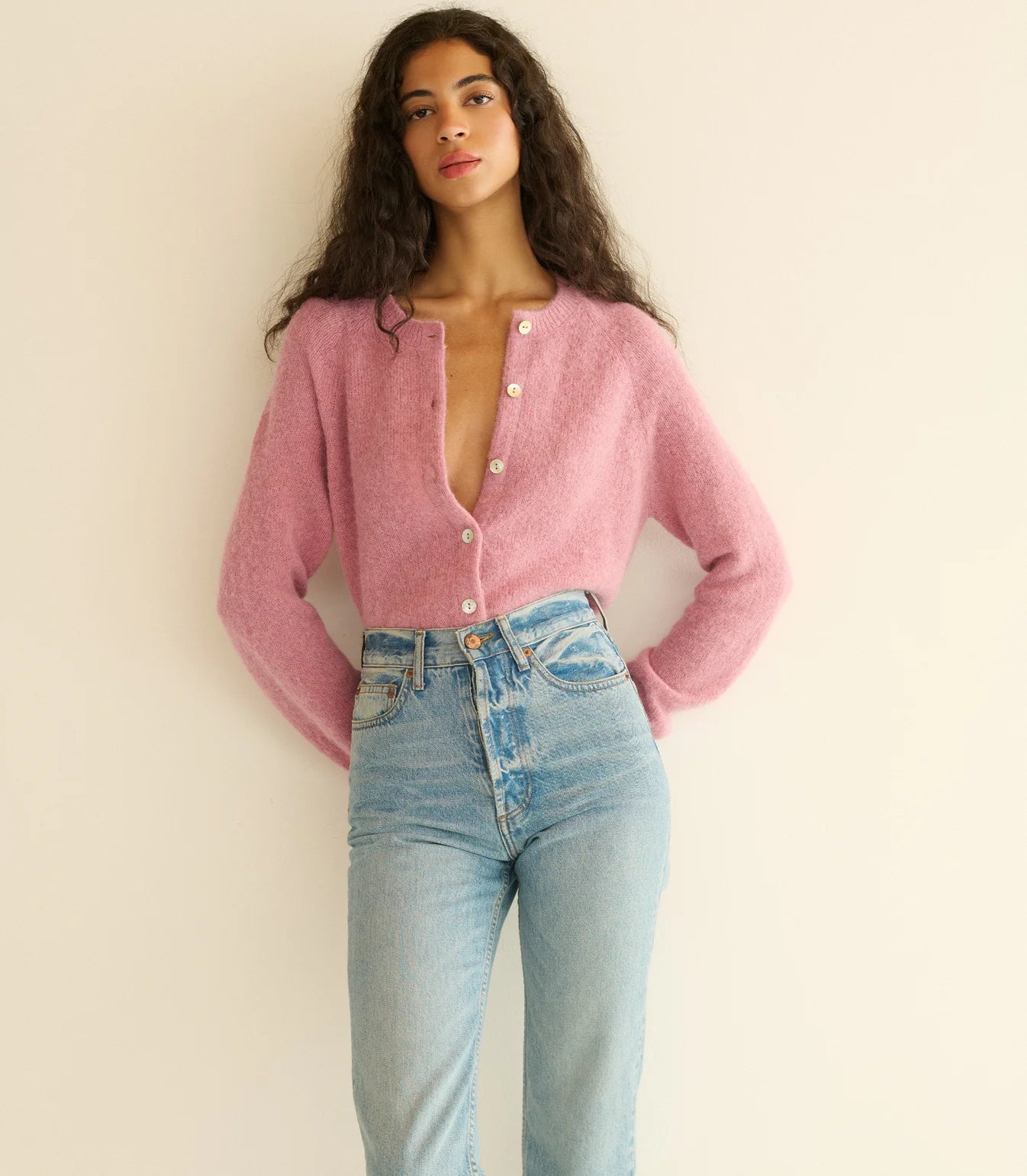 DÔEN Petra Cardigan in Rosebud