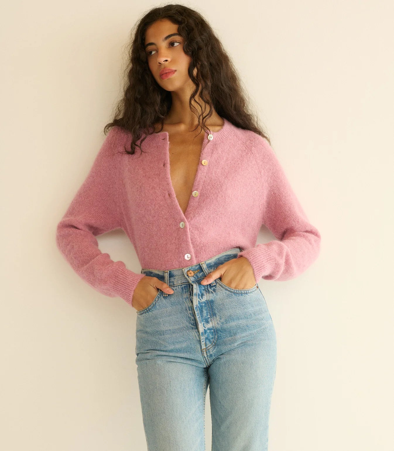 DÔEN Petra Cardigan in Rosebud