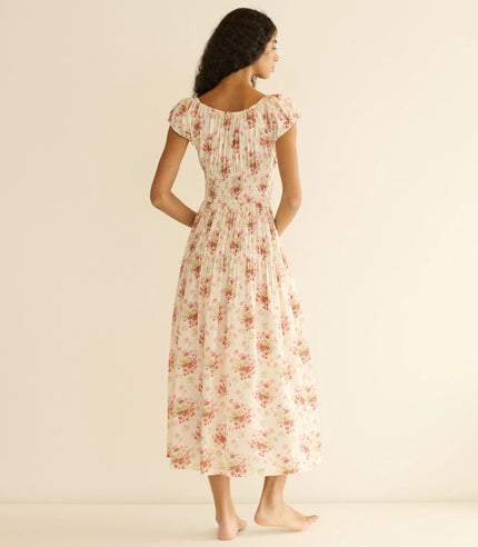 DÔEN Quinette Dress in Ivory Lantana Floral