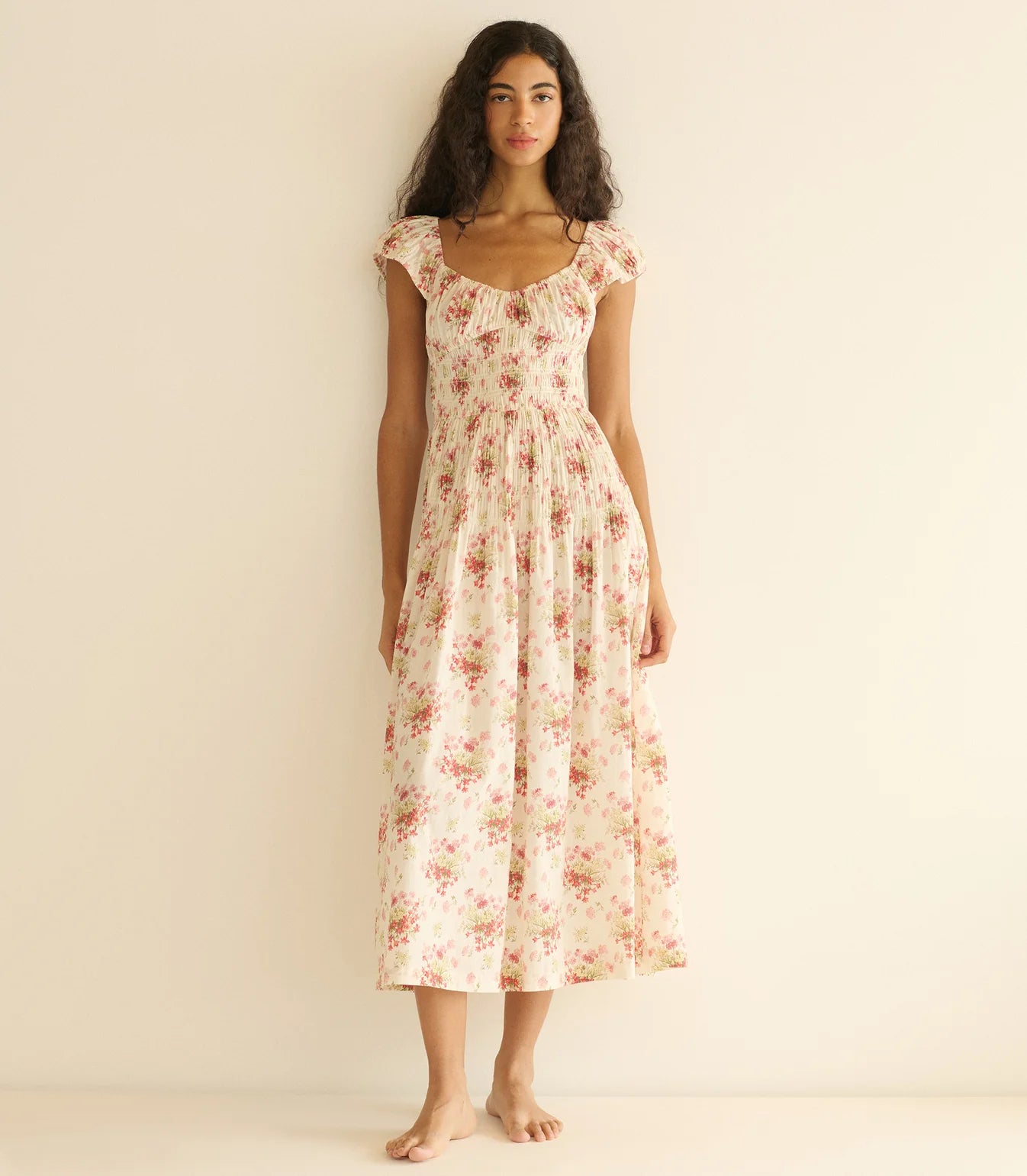 DÔEN Quinette Dress in Ivory Lantana Floral