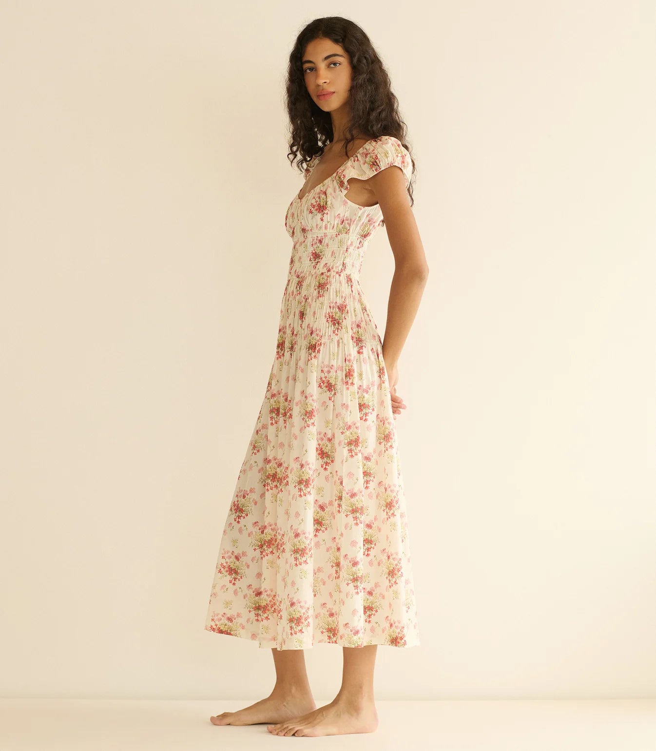 DÔEN Quinette Dress in Ivory Lantana Floral