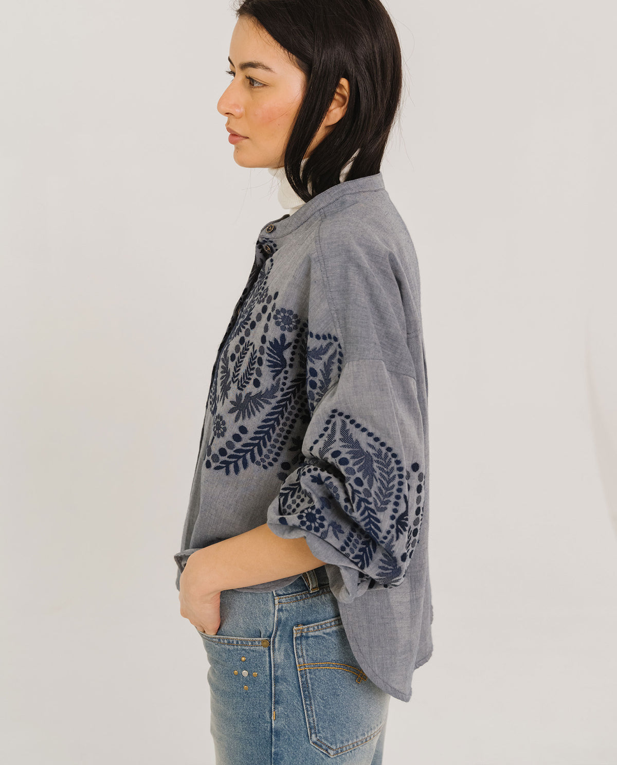 Tinsels Doha Lou Blouse in Navy