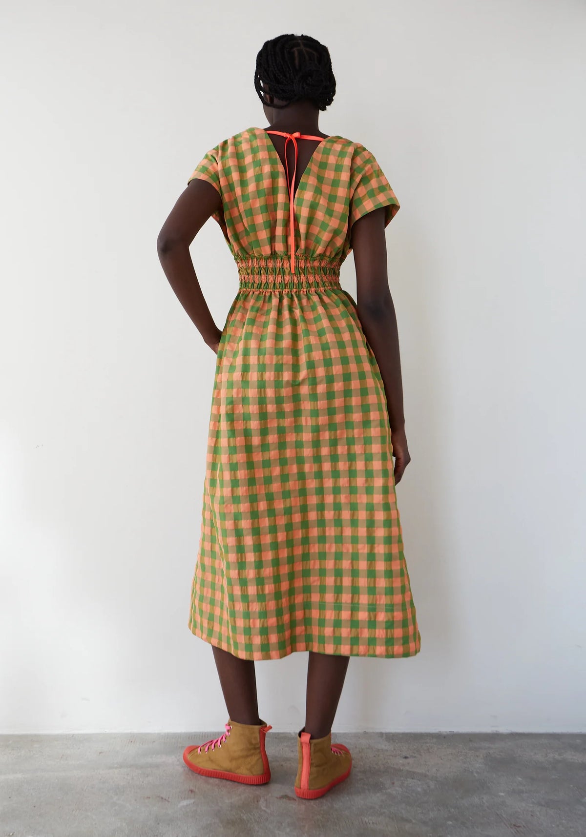 DR BLOOM Caricia Check Dressin Coral