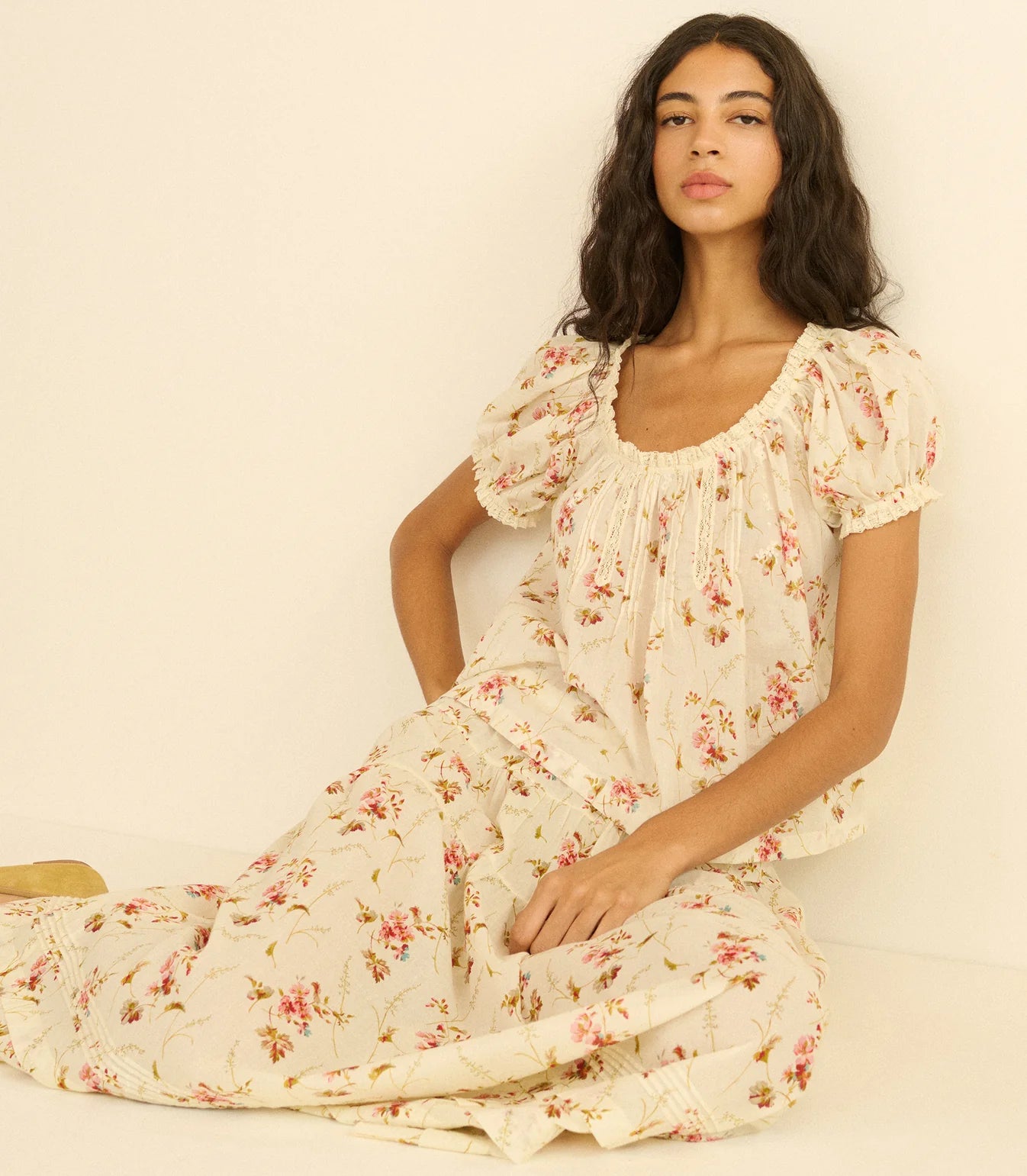 DÔEN Frederica Top in Blanc Prairie Rose