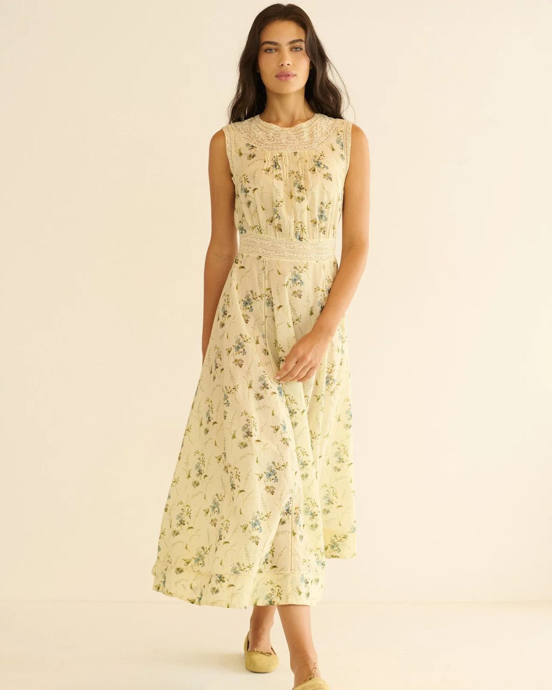 DÔEN Liliane Midi Dress in Sunshine Prairie Rose