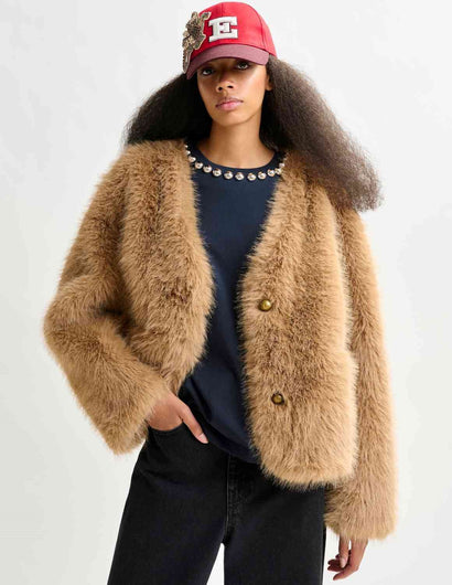 Essentiel Antwerp Ijacket Faux Fur in Beige
