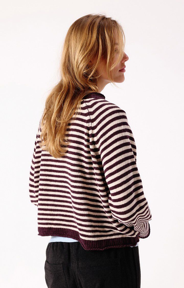 American Vintage Ekewood Cotton Striped Jumper - Aubergine & Pale Pink