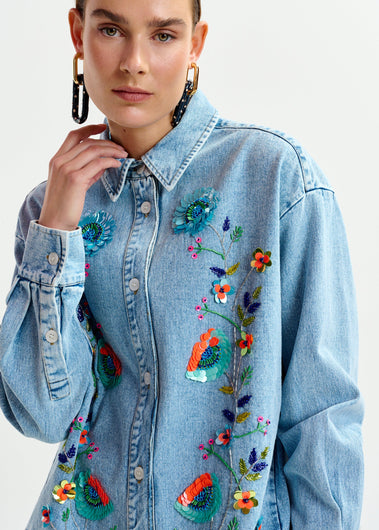Essentiel Antwerp Icksonville Sequin Denim Shirt