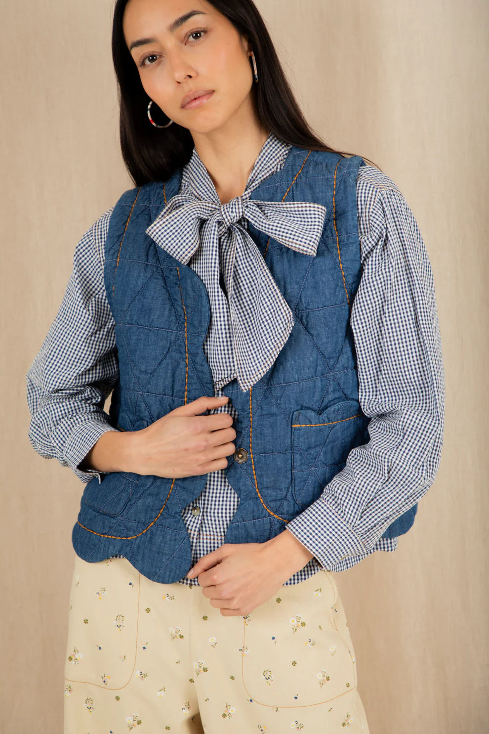 BONTE Hardie Shirt in Navy Gingham