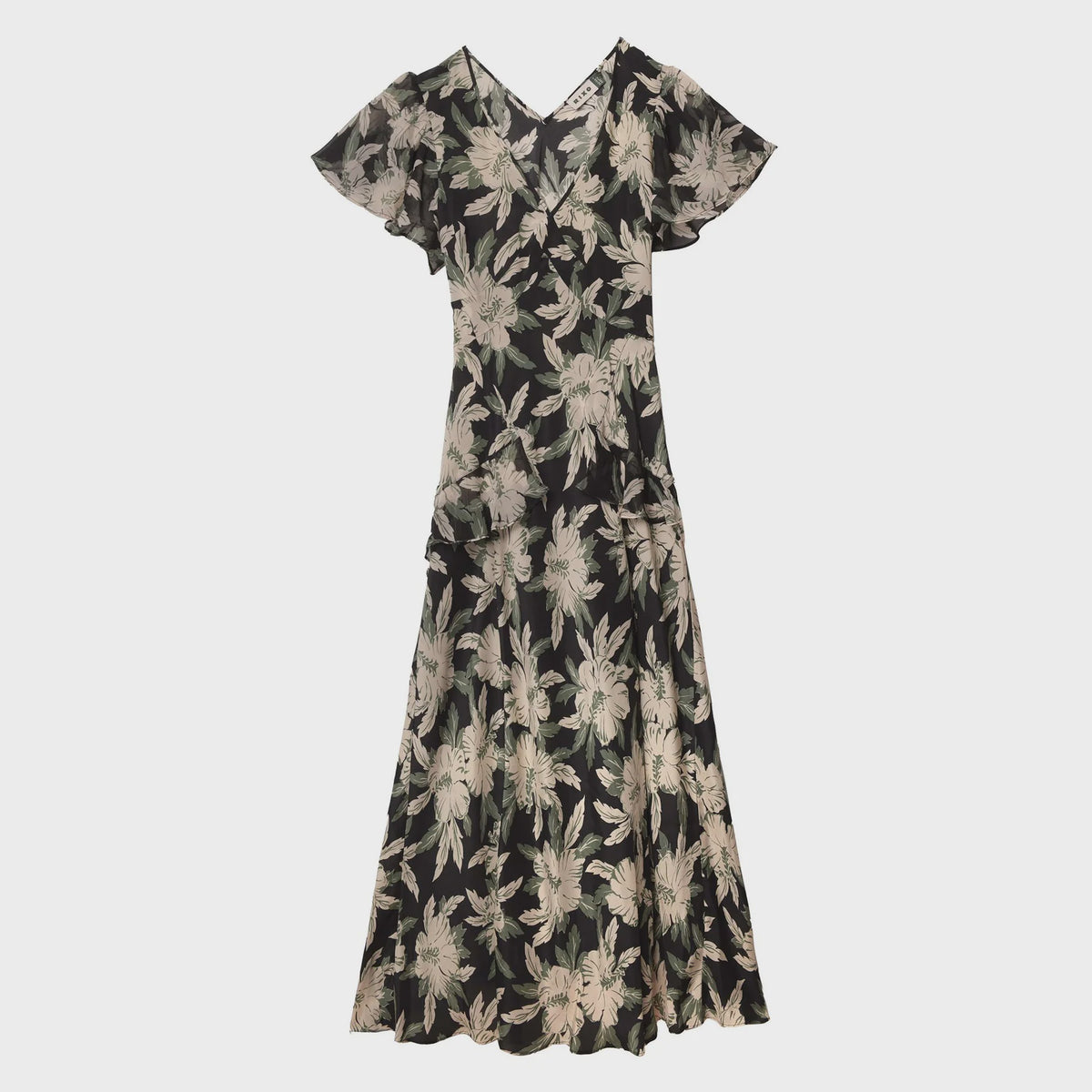 RIXO Evie Dress in Hibiscus Black