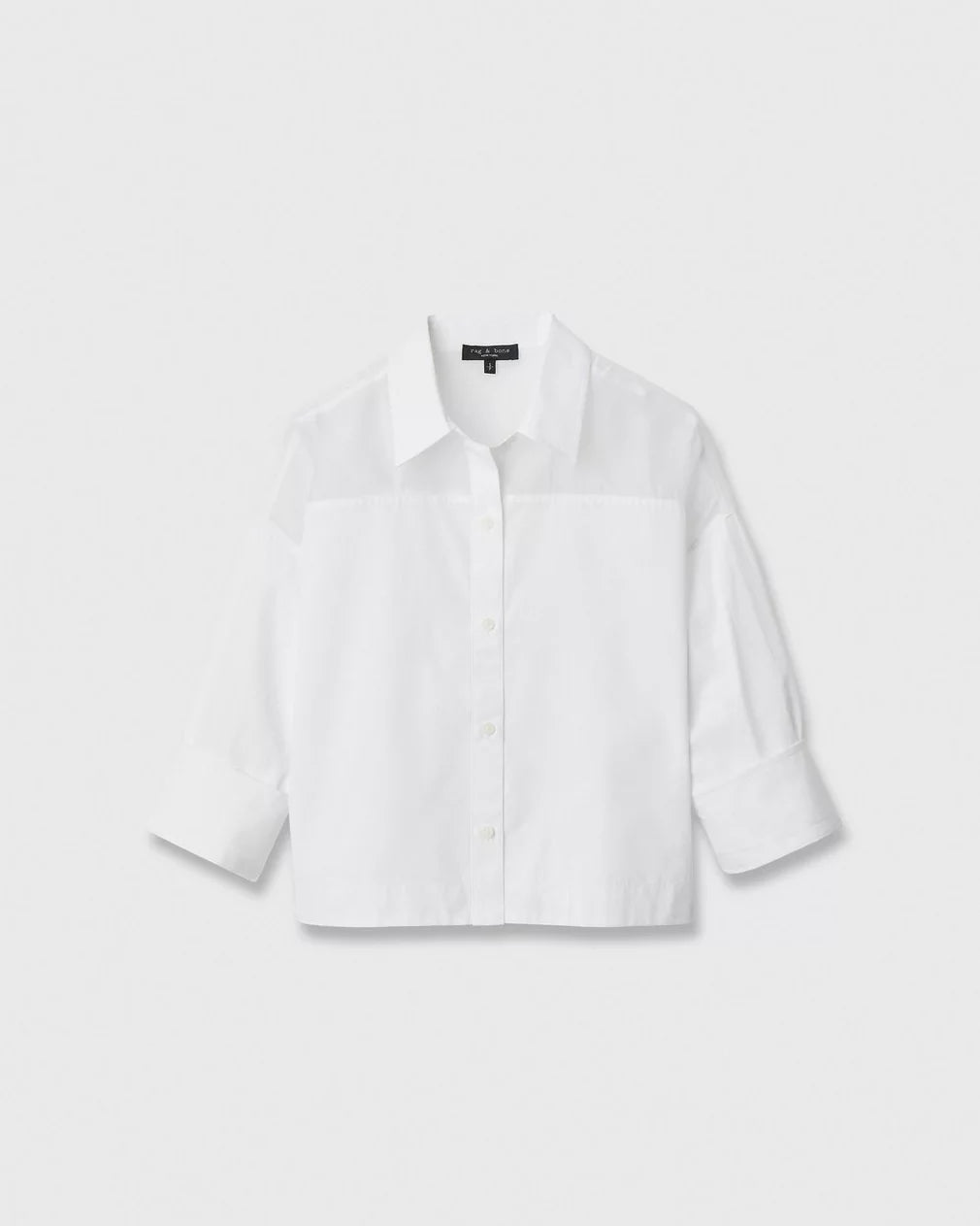 Rag & Bone Elly SS Shirt – White Cropped Cotton Poplin