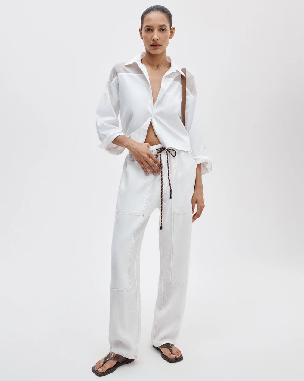 Rag & Bone Elly SS Shirt – White Cropped Cotton Poplin
