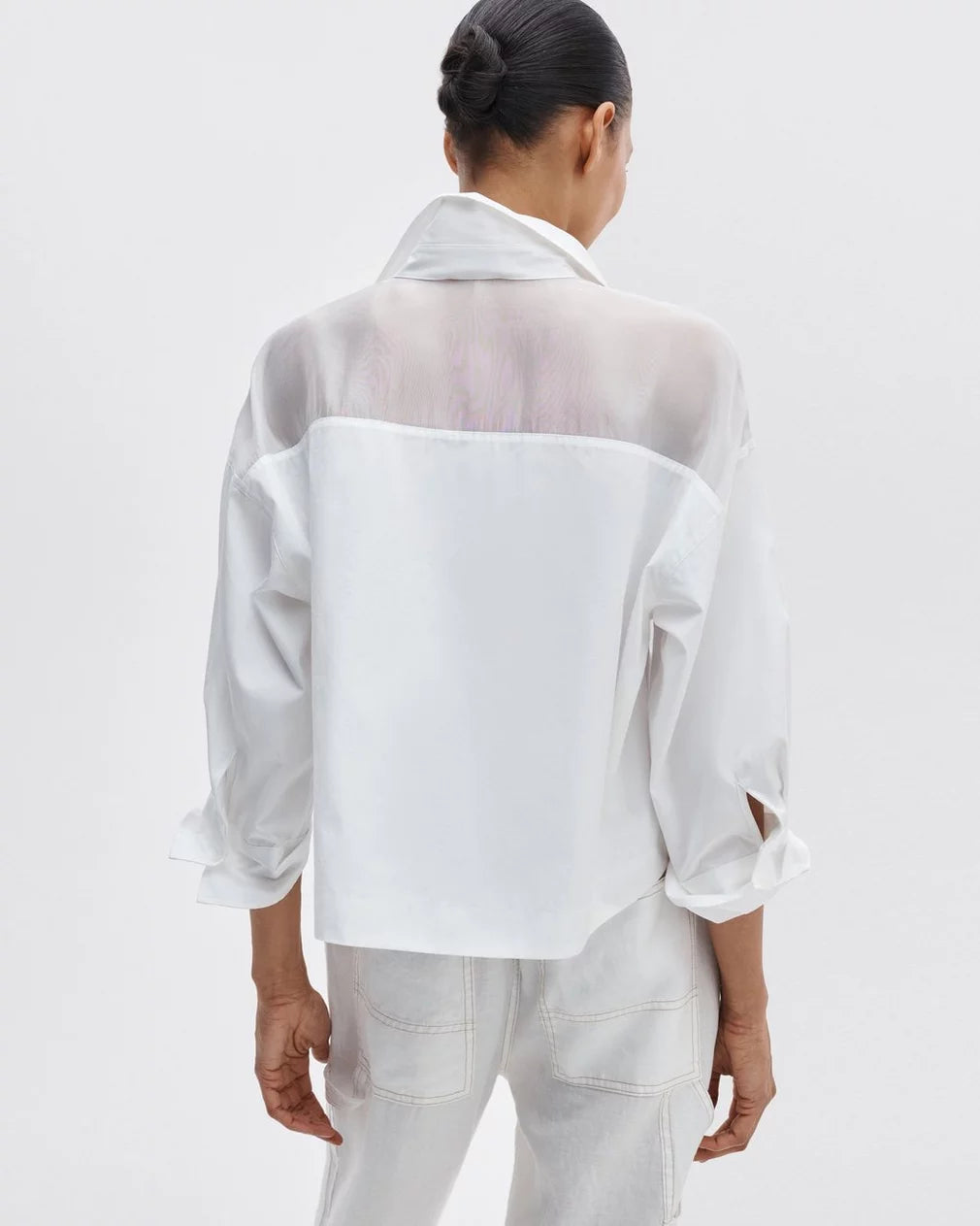 Rag & Bone Elly SS Shirt – White Cropped Cotton Poplin