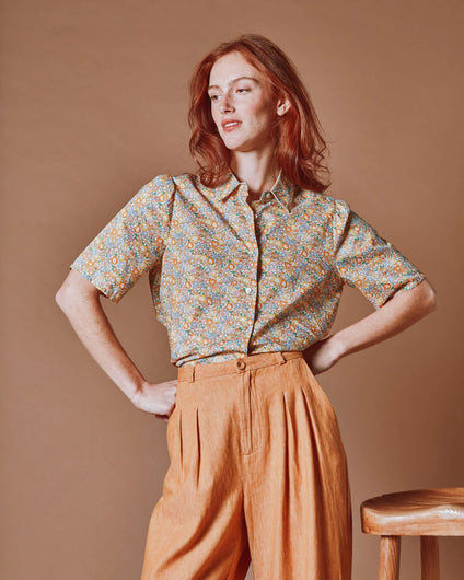 Emile & Ida Dalton Floral Print Blouse in Michele Green