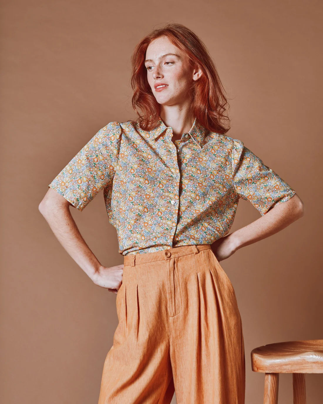 Emile & Ida Dalton Floral Print Blouse in Michele Green