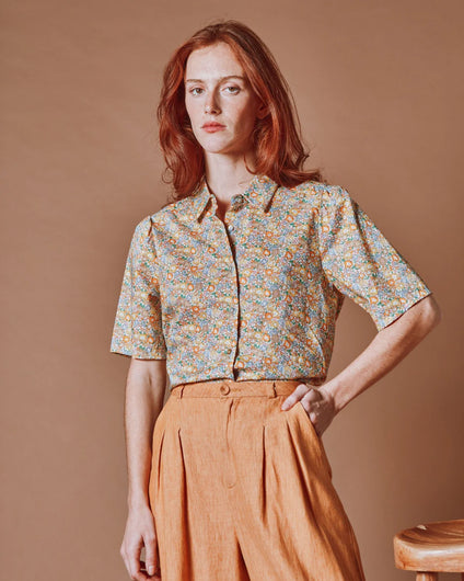 Emile & Ida Dalton Floral Print Blouse in Michele Green