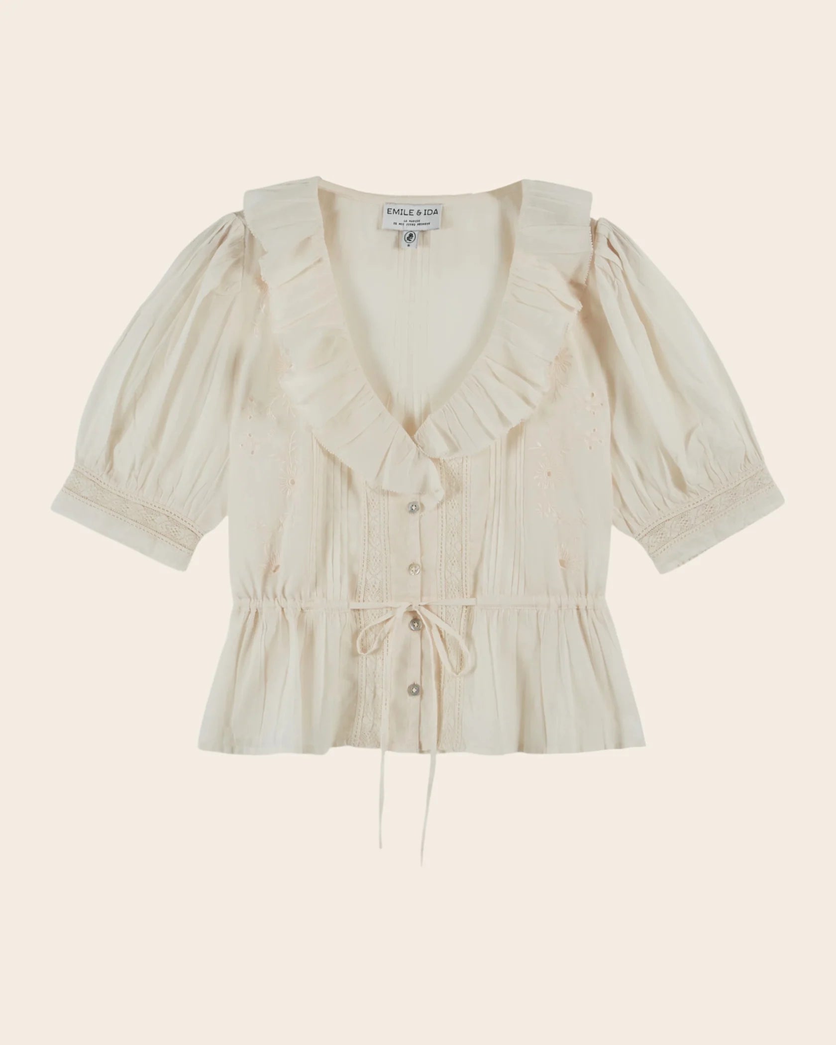 Emile & Ida Damoiseau Vintage Blouse in  Creme