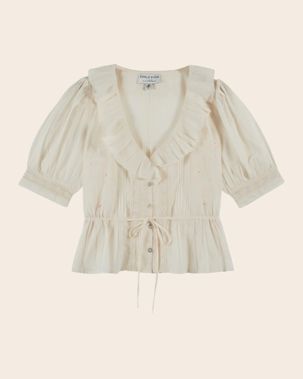 Emile & Ida Damoiseau Vintage Blouse in  Creme
