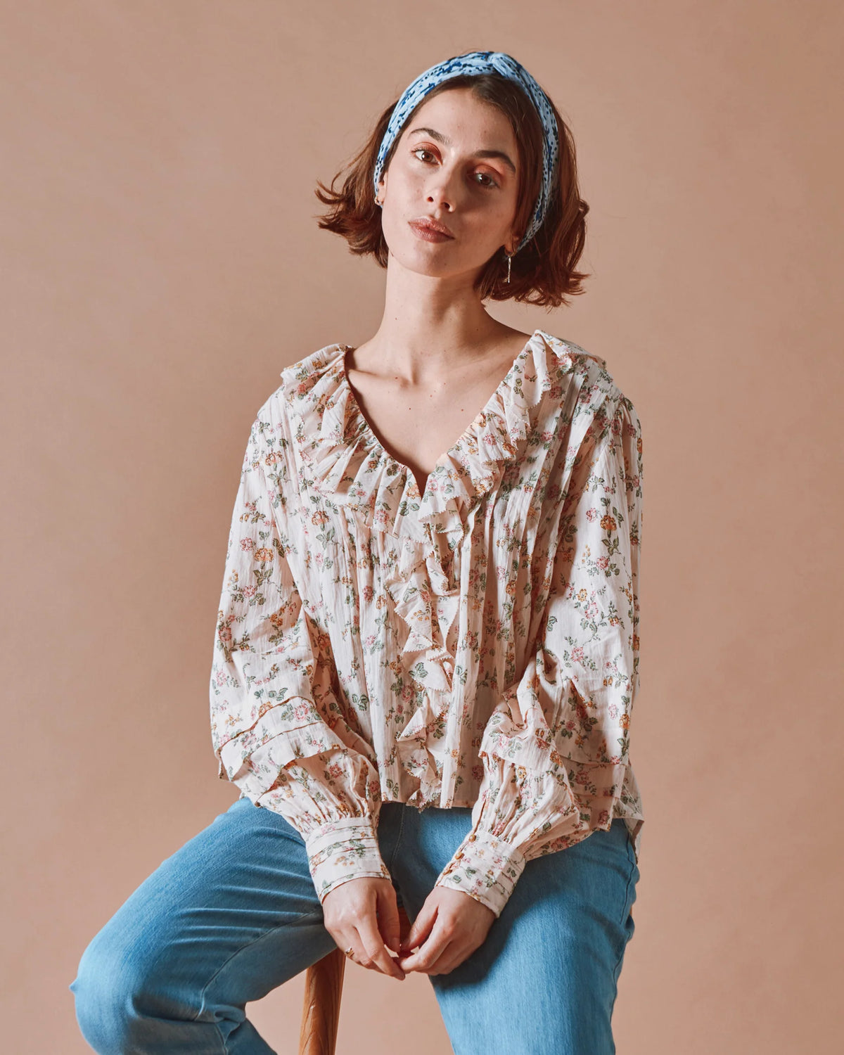 Emile & Ida Denise Blouse in Rose Bush