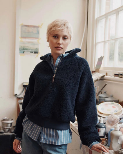 Emile & Ida Ecaramel Zip Fleece - Midnight