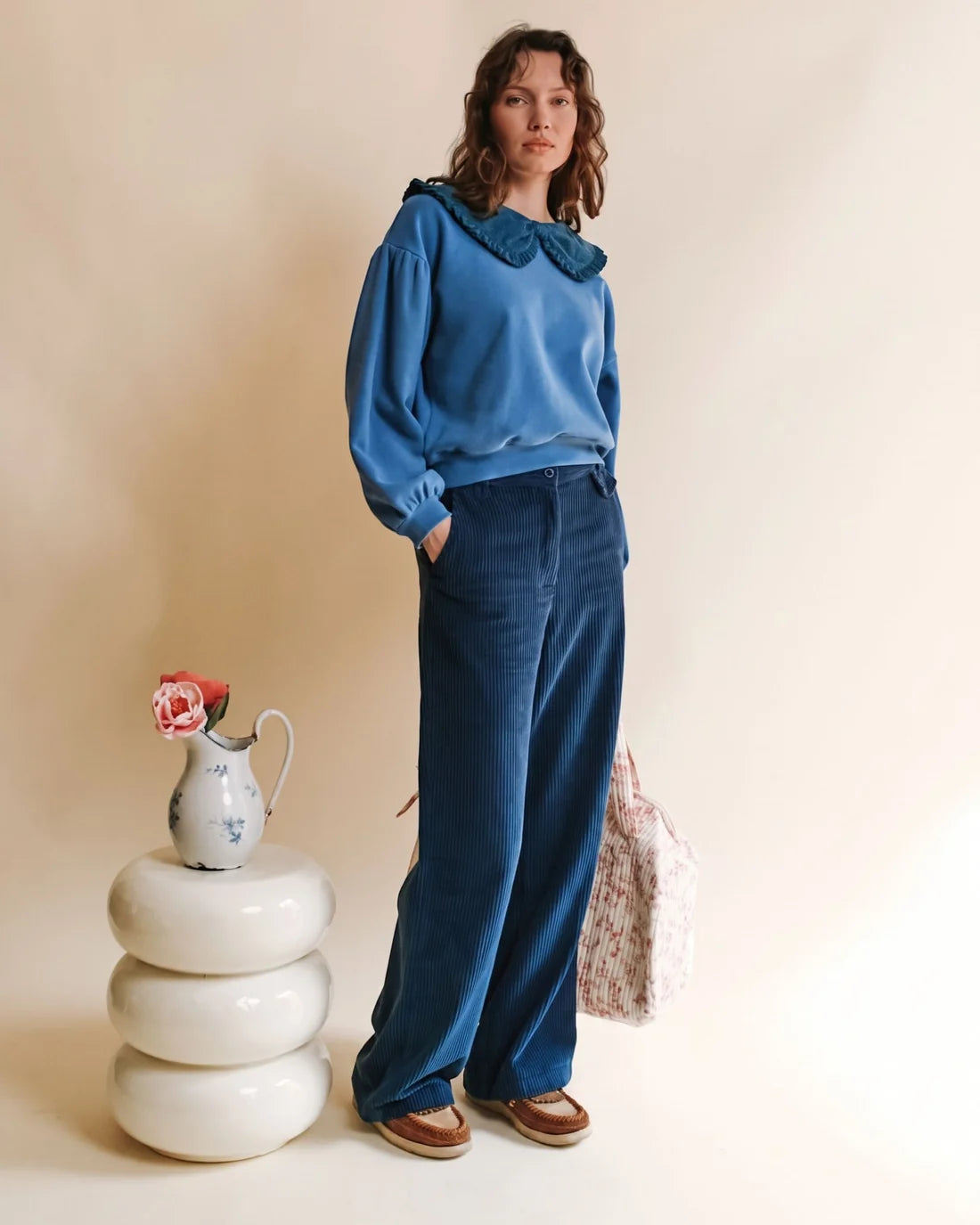 Emile & Ida Edgar Wide Corduroy Trousers - Midnight
