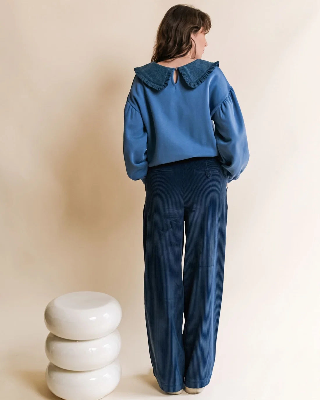 Emile & Ida Edgar Wide Corduroy Trousers - Midnight