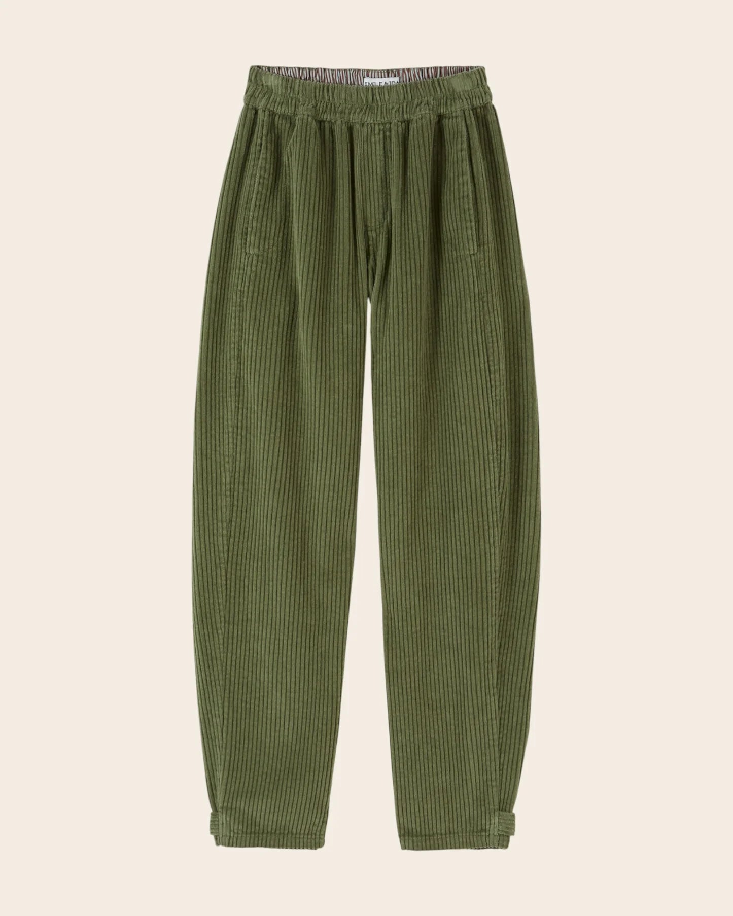 Emile & Ida Ernest Corduroy Barrel-Leg Trousers – Pistachio Green