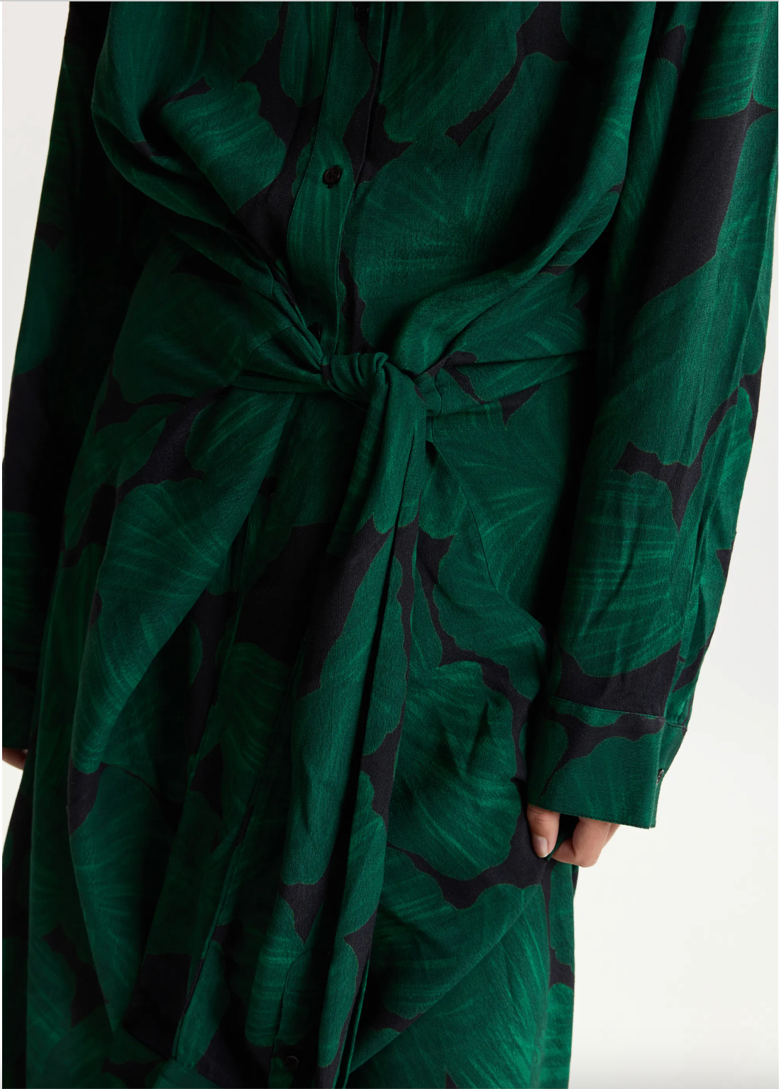 Essentiel Antwerp Kamila Waist Tie Shirt Dress - Bottle Green