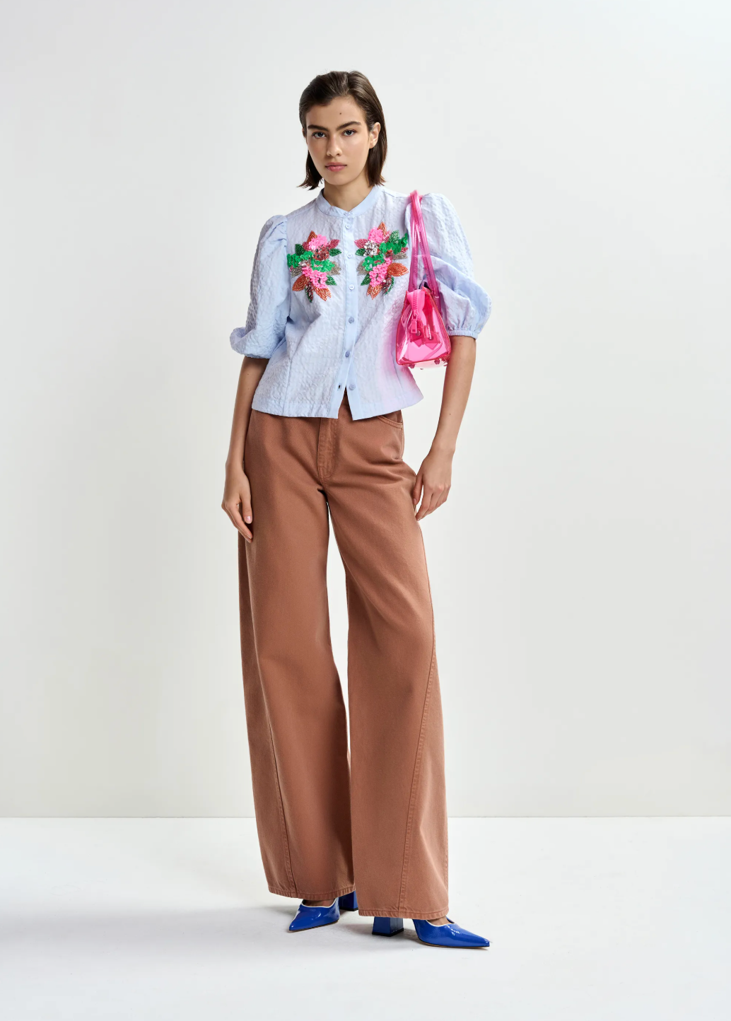 Essentiel Antwerp Jaiden Embellished Shirt in Nile Blue