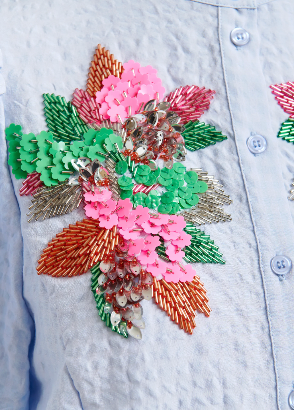 Essentiel Antwerp Jaiden Embellished Shirt in Nile Blue