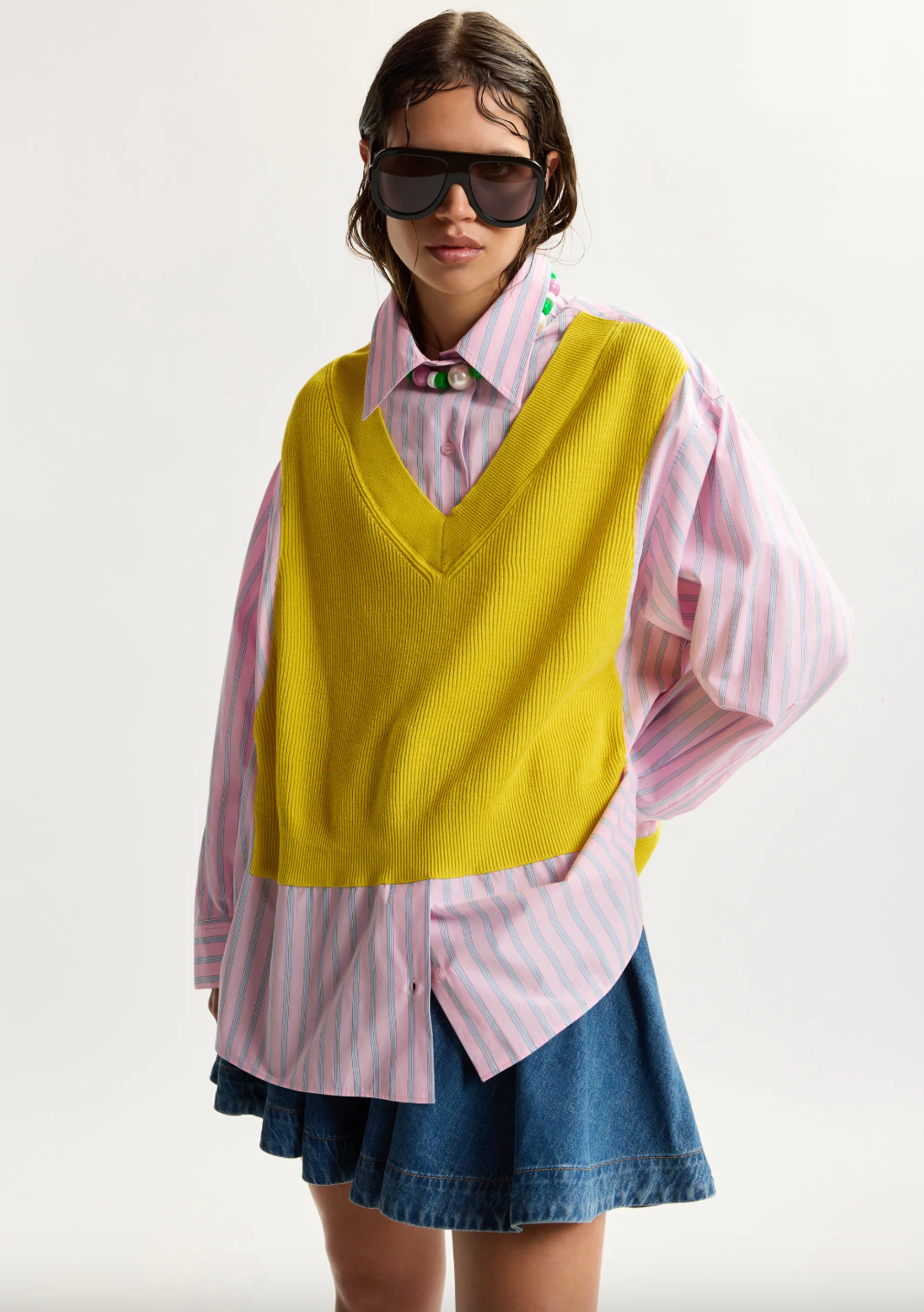 Essentiel Antwerp Jit Knit Combo Shirt - Amalfi Lemon