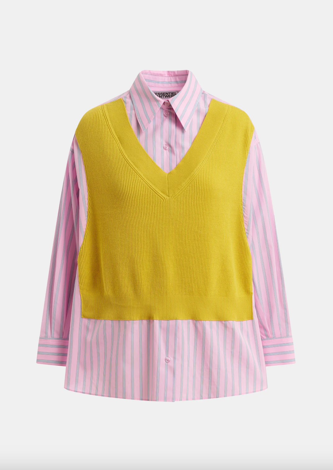 Essentiel Antwerp Jit Knit Combo Shirt - Amalfi Lemon