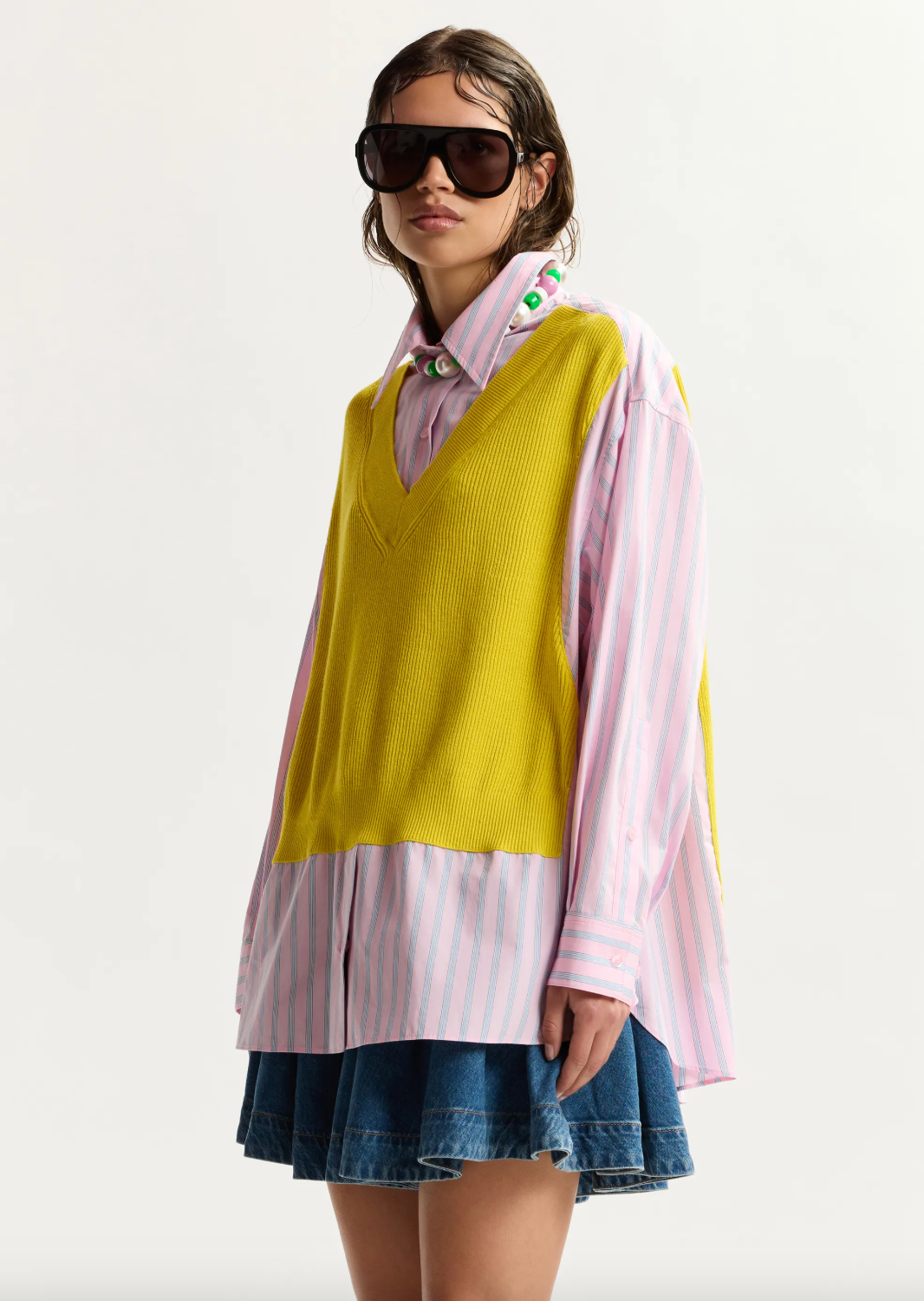 Essentiel Antwerp Jit Knit Combo Shirt - Amalfi Lemon