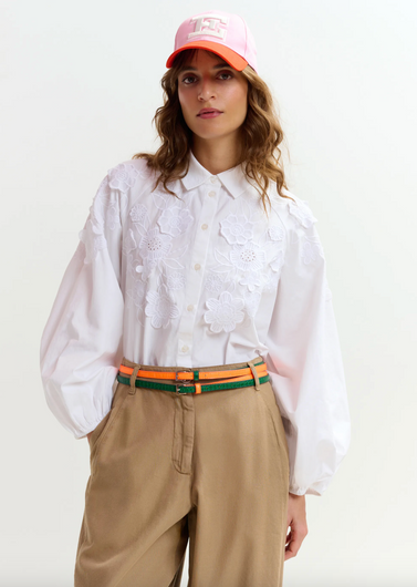 Essentiel Antwerp Joella Applique Flower Shirt in White