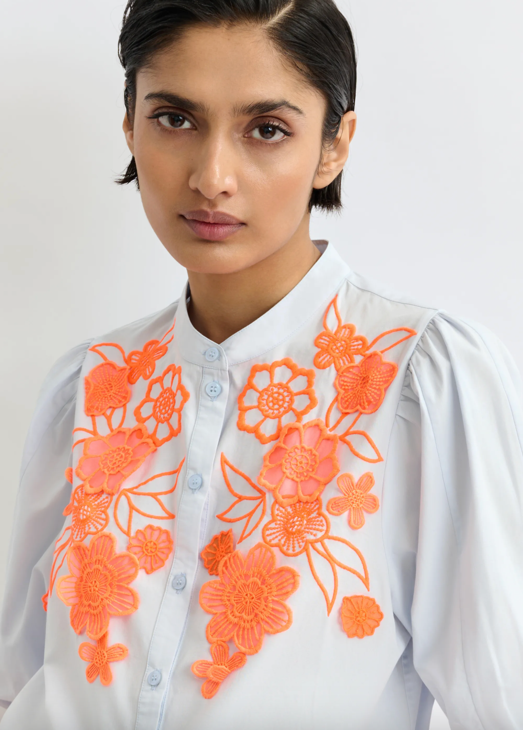Essentiel Antwerp Jorja Applique Flower Shirt in Lake View