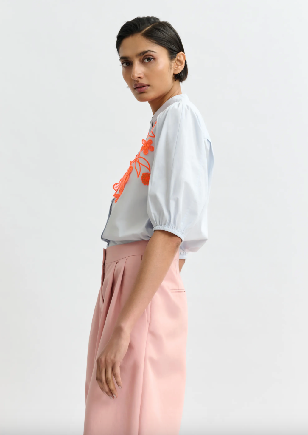 Essentiel Antwerp Jorja Applique Flower Shirt in Lake View