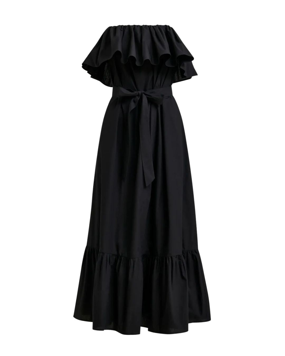 Essentiel Antwerp Joyce Belted Ruffle Dress in Black