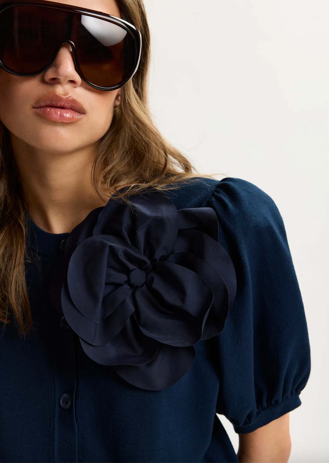 Essentiel Antwerp Jumpo Cardi with Brooch in Patriot Blue