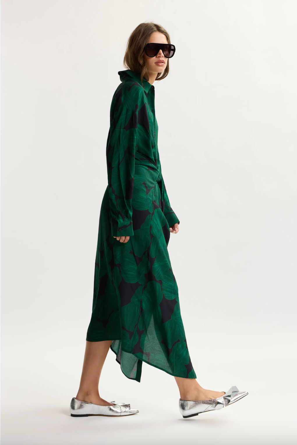 essentiel antwerp green dress Kamila Waist Tie Shirt | Bottle Postscript_exclude
