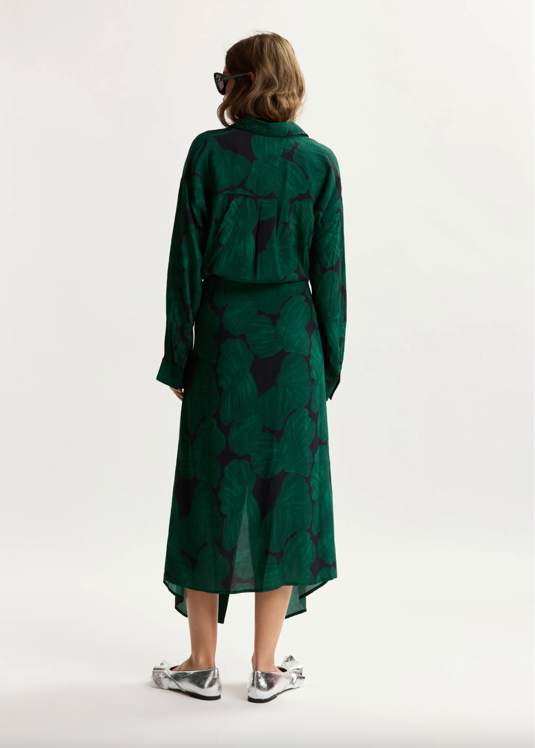 Essentiel Antwerp Kamila Waist Tie Shirt Dress - Bottle Green