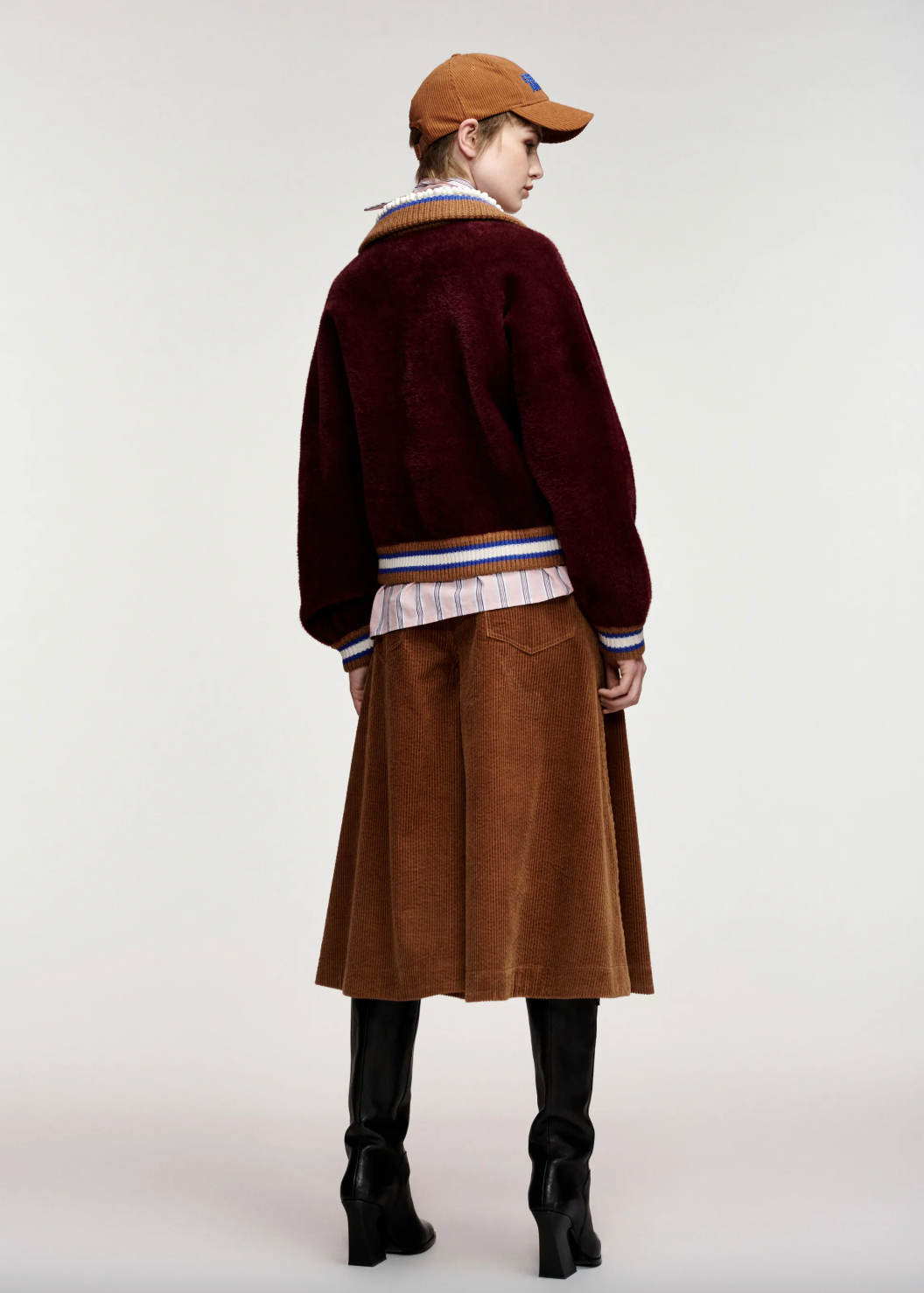 Essentiel Antwerp Kamore Knit Jacket with Collar - Wine Not