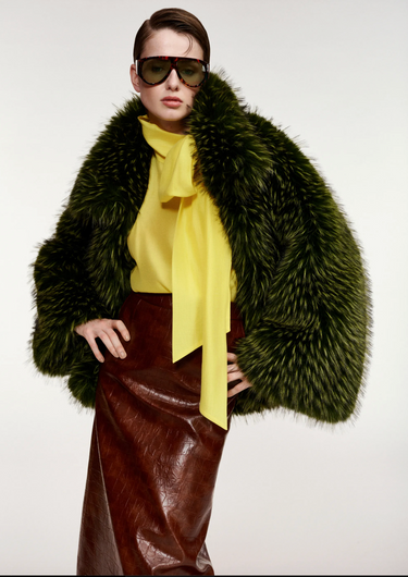 Essentiel Antwerp Kastanje Faux Fur Coat - Forest Whisper