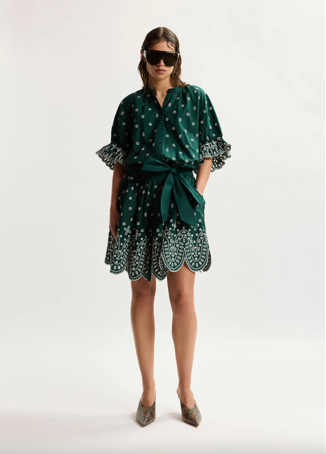 Essentiel Antwerp Kaylani Scallop Edge Dress - Bottle Green