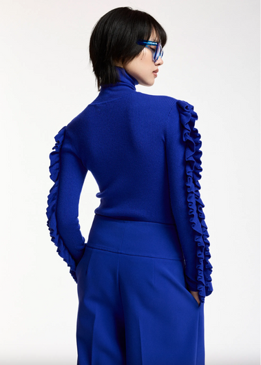 Essentiel Antwerp Kitty Pullover with Frills - Indigo Ink