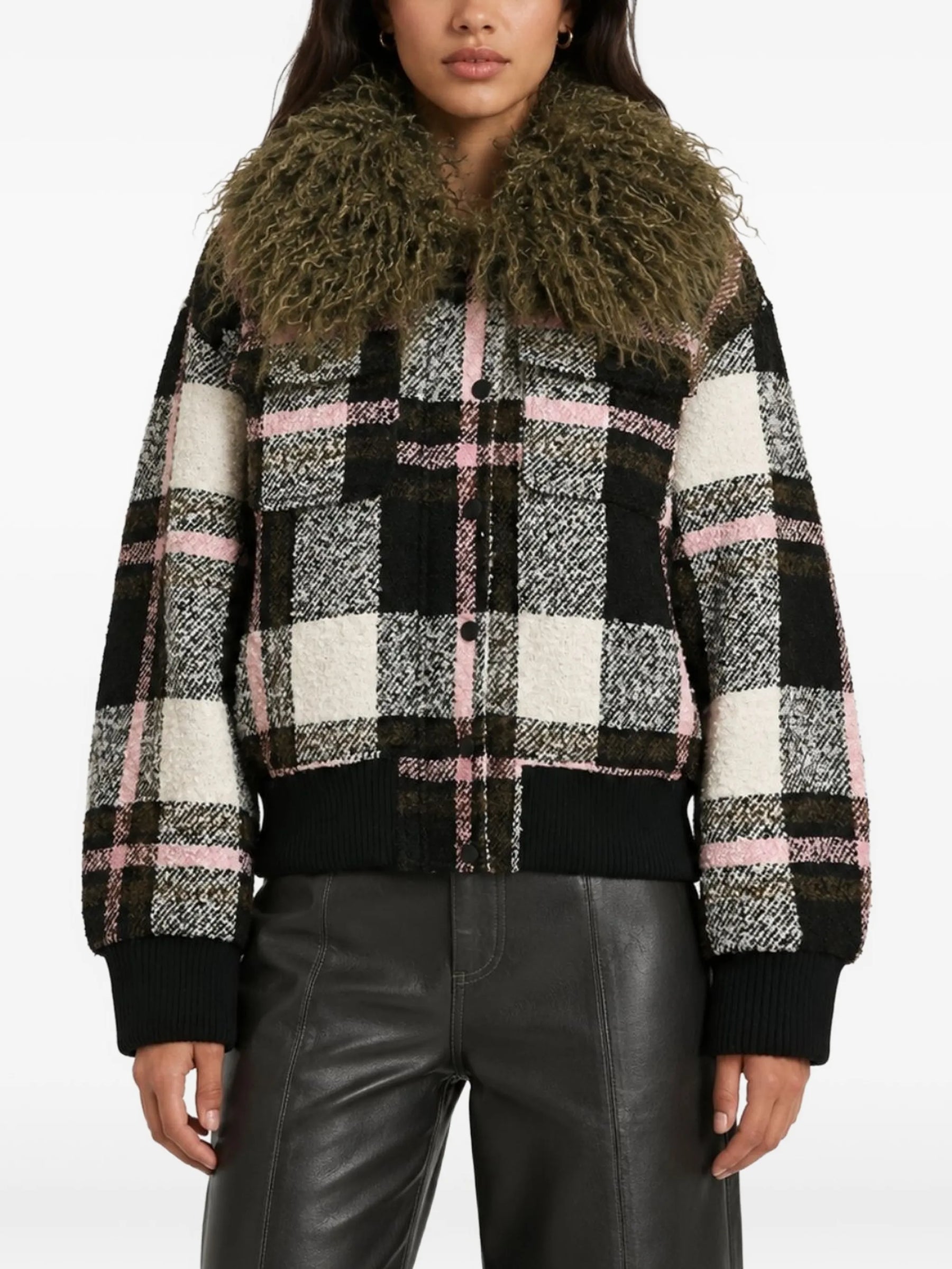 Essentiel Antwerp Kpop Faux Fur Collar Bomber - Khaki Mission