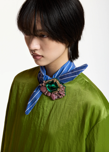 Essentiel Antwerp Kube Stones Brooch - Forest Whisper